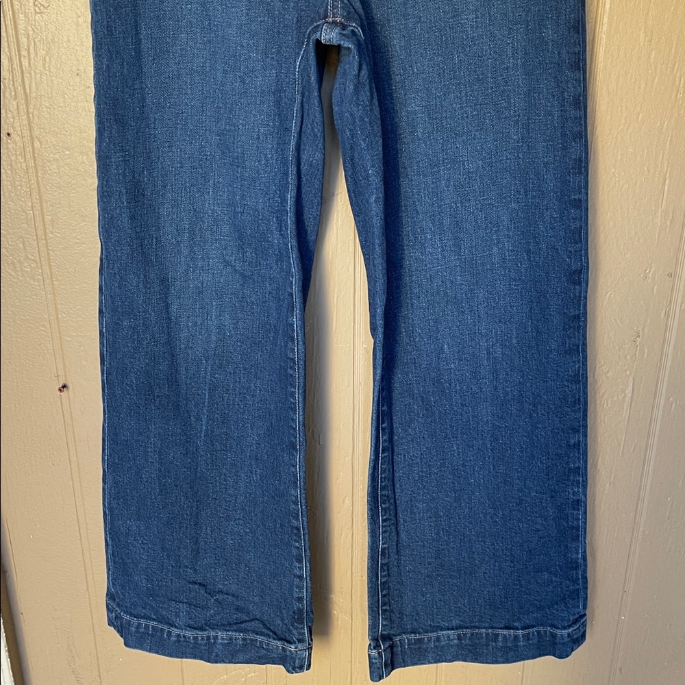 PAIGE Anessa Dark Blue Wide Leg Flare Jeans - Picture 4 of 12